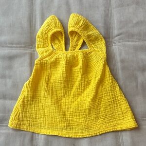 Okie Dokie Yellow Kids Linen Tank Top